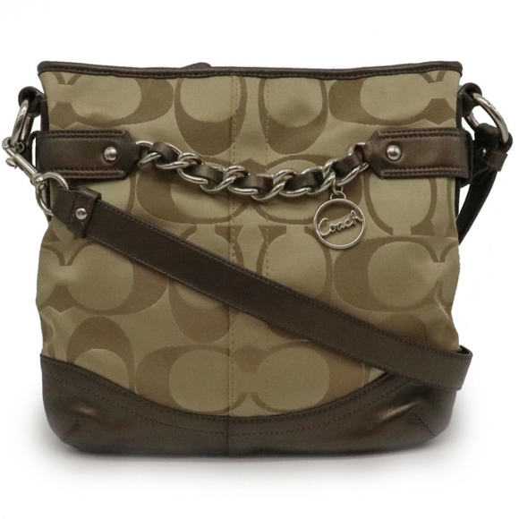 Coach Canvas Signature Chain Duffle Hangbag W/ Crossbody and Shoulder Bag - Picture 1 of 17